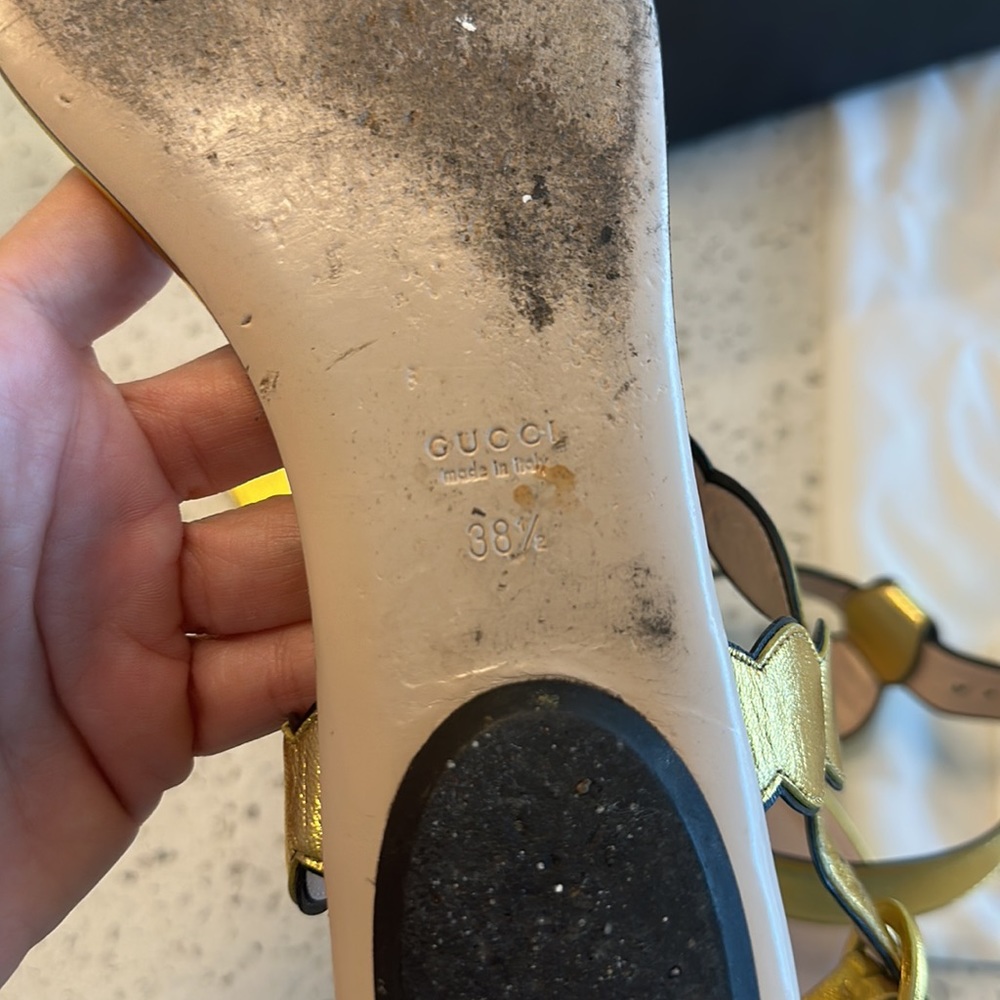 Gucci sandal faux Pearl leather/silk t strap with box and dustbags 38.5 - Picture 10 of 12